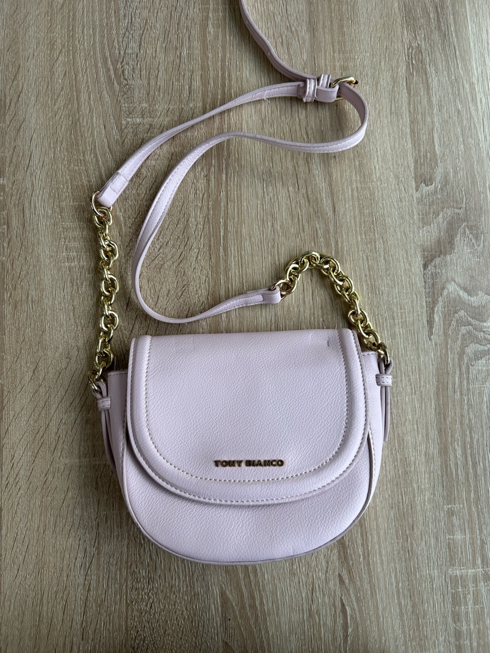 Tony Bianco Leather Pink Blush Crossbody Bag